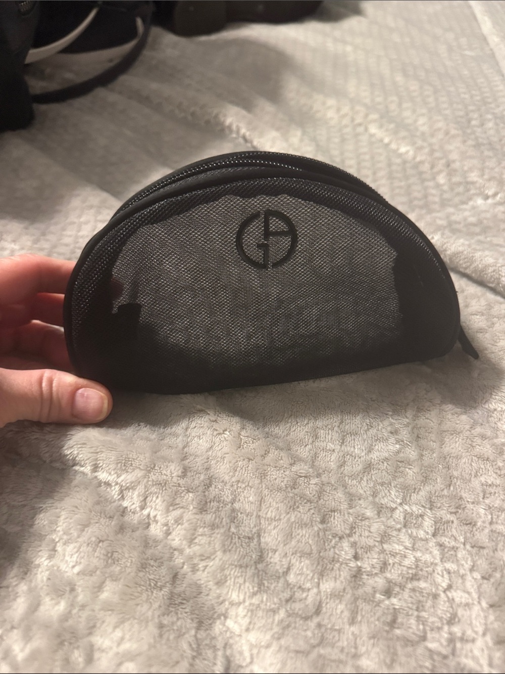 Giorgio Armani Black Mesh Half-Moon Pouch